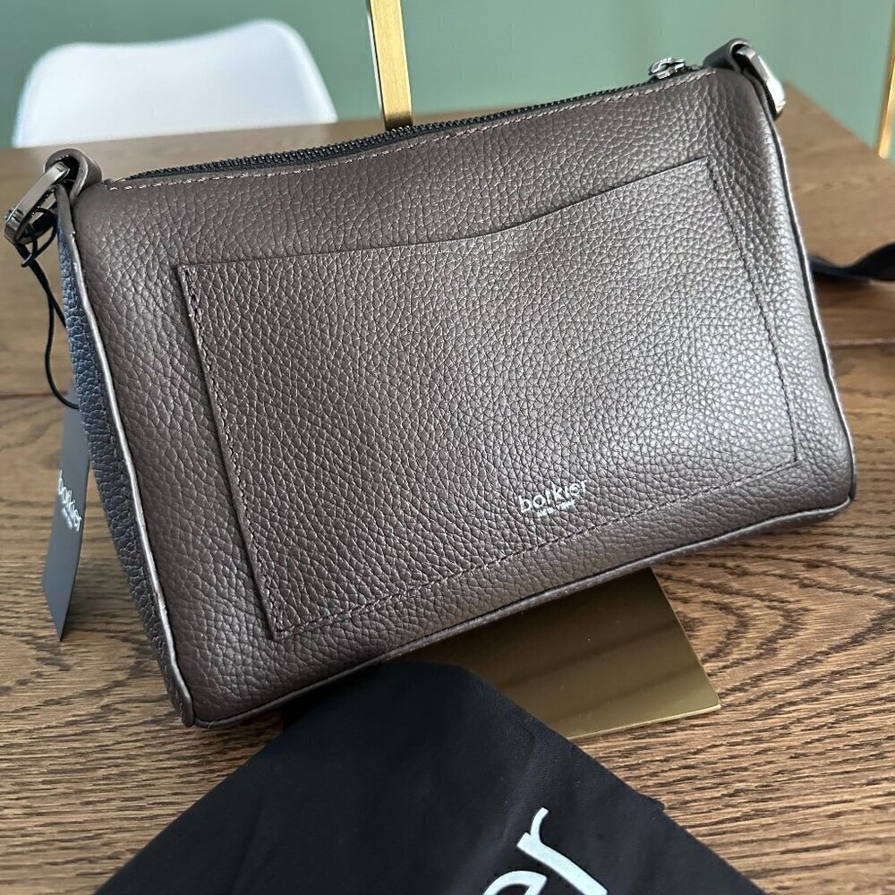 NWT! Botkier Valentina Crossbody Bag Black Pebbled Leather Slim -Chocolate - Picture 7 of 12